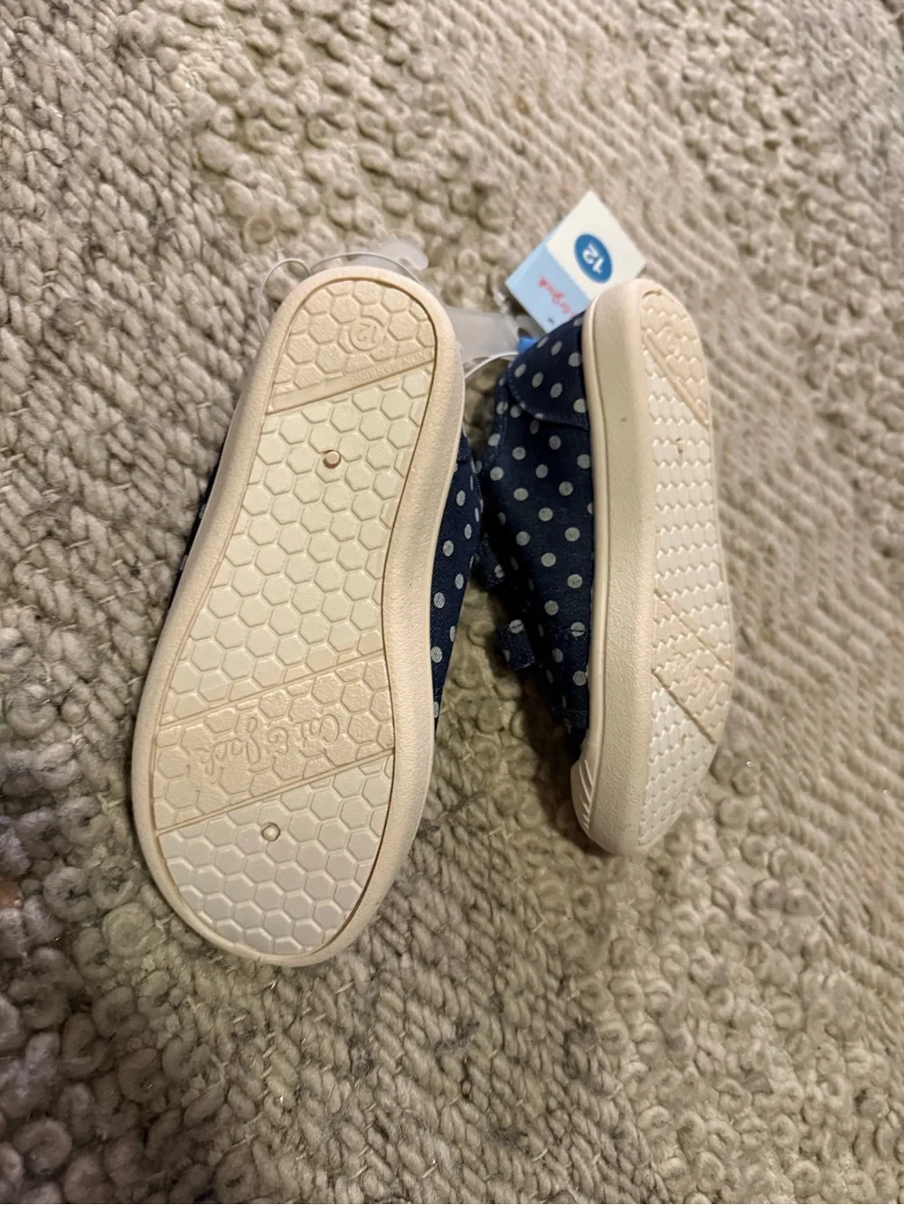 Cat & Jack Navy Polka Dot Velcro Sneakers for Kids 12t 12c denim nwt hook loop